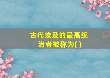 古代埃及的最高统治者被称为( )